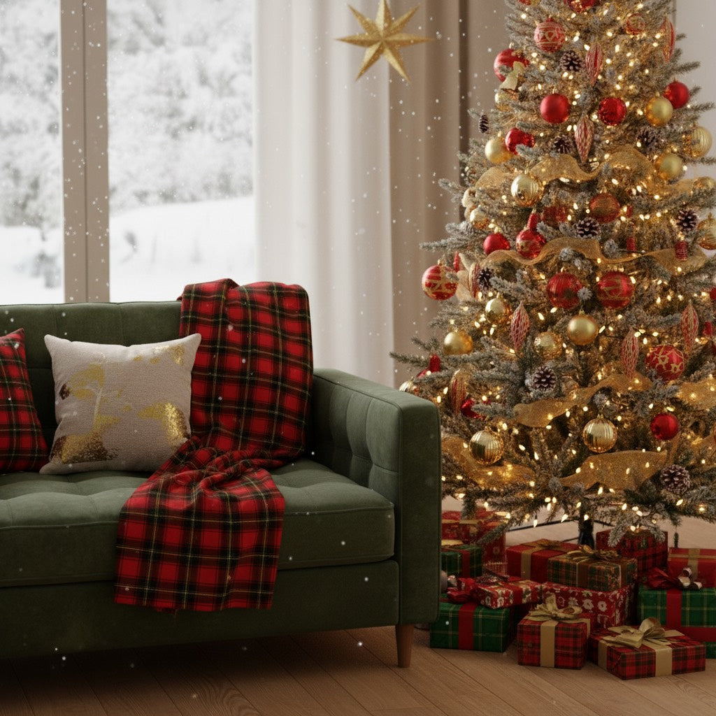 Red Tartan Christmas Blanket
