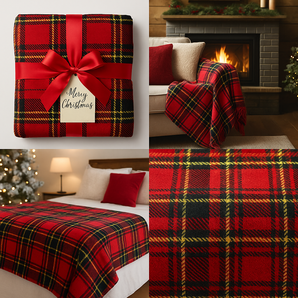 Red Tartan Christmas Blanket