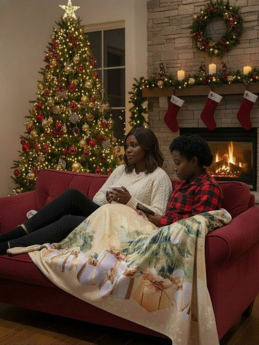 Luxury Golden Christmas Tree Blanket