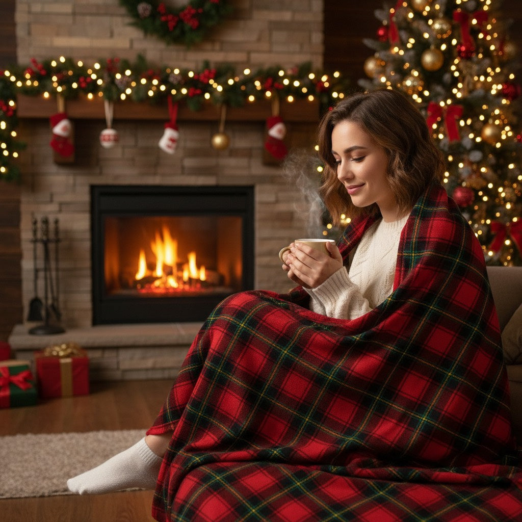 Red Tartan Christmas Blanket