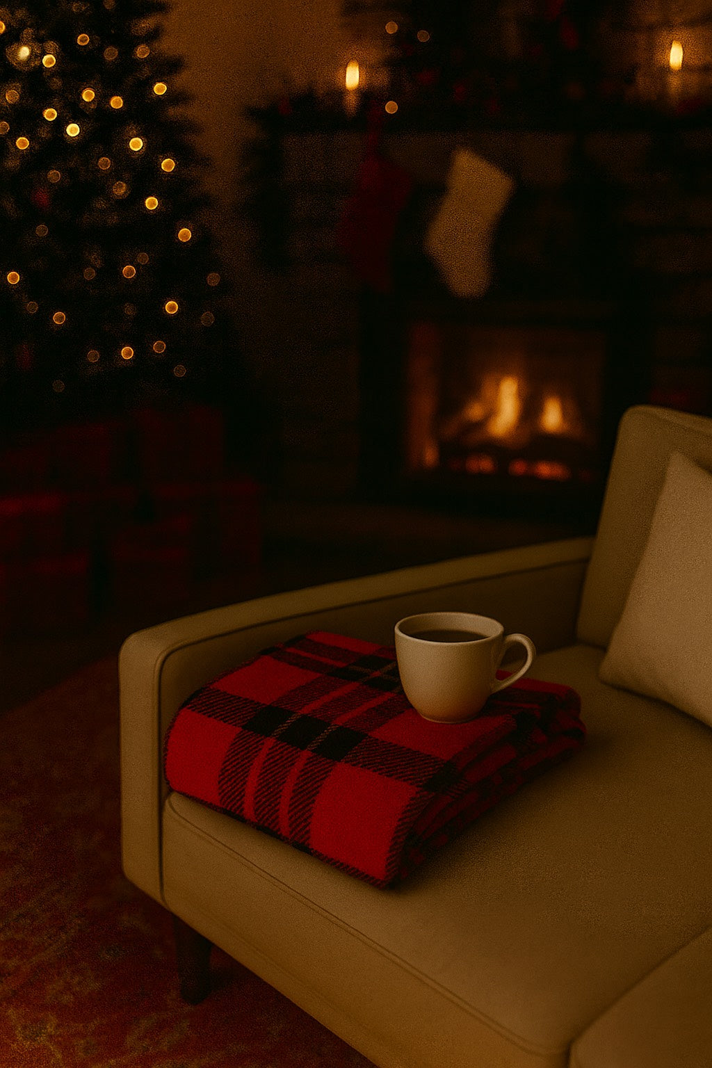 Red Tartan Christmas Blanket